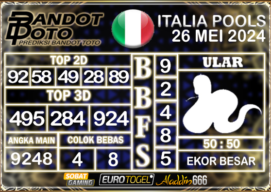 Prediksi Togel Italia Pools 26 MEI 2024