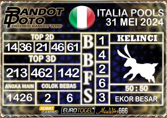 Prediksi Togel Italia Pools 31 MEI 2024