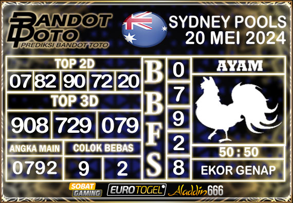 Prediksi Togel Sydney Pools 20 Mei 2024