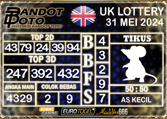 Prediksi Togel UK6D Lottery 31 MEI 2024