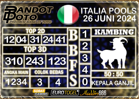 Prediksi Togel Italia Pools 26 JUNI 2024