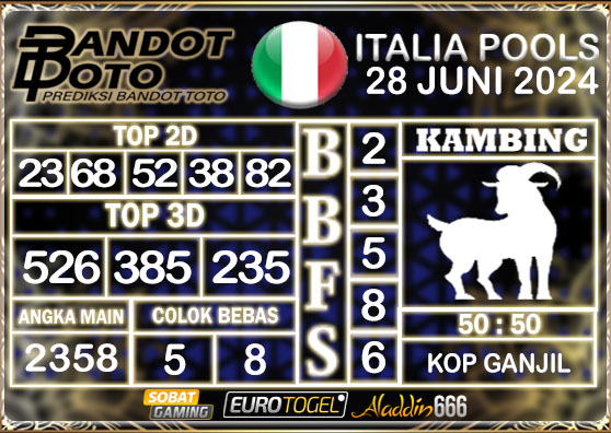 Prediksi Togel Italia Pools 28 JUNI 2024