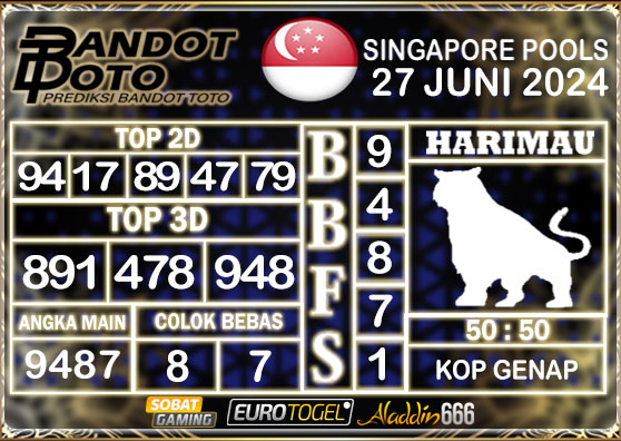 Prediksi Togel Singapore Pools 27 JUNI 2024