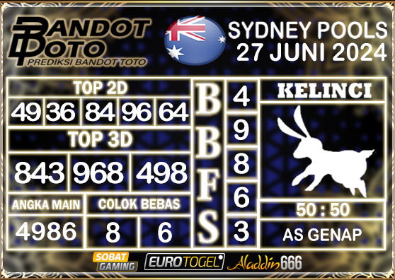 Prediksi Togel Sydney Pools 27 JUNI 2024