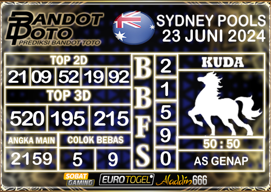 Prediksi Togel Sydney Pools 23 JUNI 2024