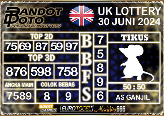 Prediksi Togel UK6D Lottery 30 JUNI 2024