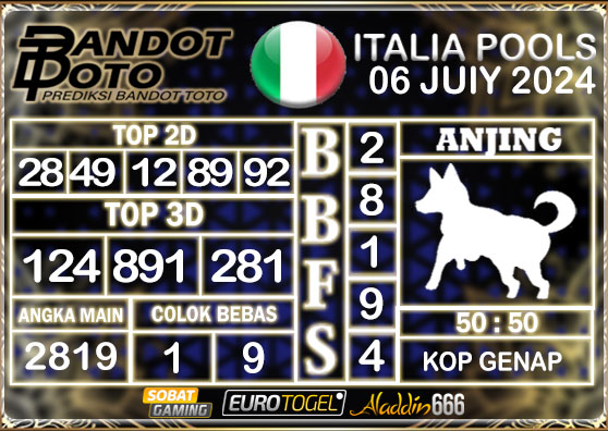 Prediksi Togel Italia Pools 06 Juli 2024