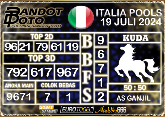 Prediksi Togel Italia Pools 19 Juli 2024