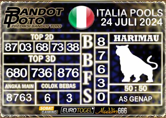 Prediksi Togel Italia Pools 24 Juli 2024