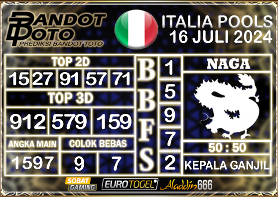 Prediksi Togel Italia Pools 16 Juli 2024