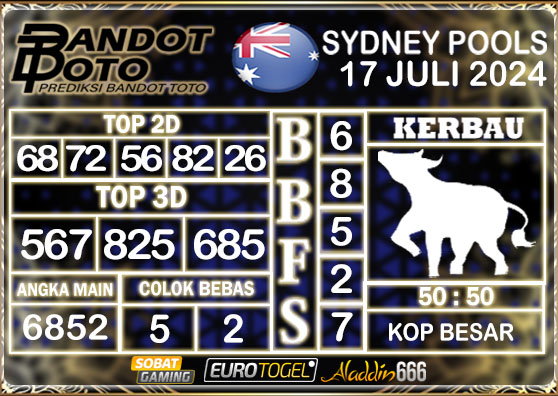 Prediksi Togel Sydney Pools 17 Juli 2024