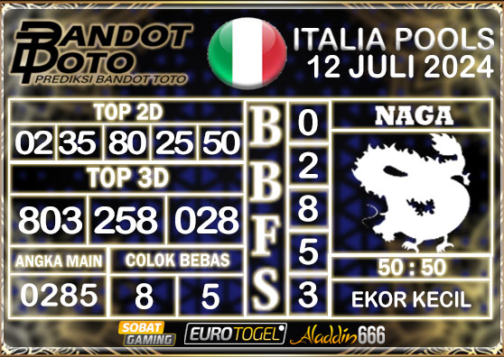 Prediksi Togel Italia Pools 12 Juli 2024