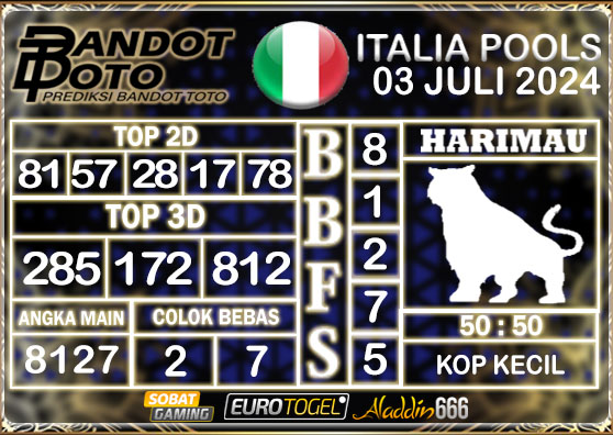 Prediksi Togel Italia Pools 03 Juli 2024